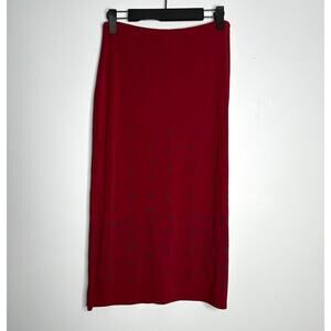 Gap Factory Women's Vintage Y2K Red Leaf‎ Print Stretchy Waist Maxi Skirt Size S